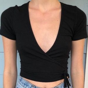 Short sleeve wrap top